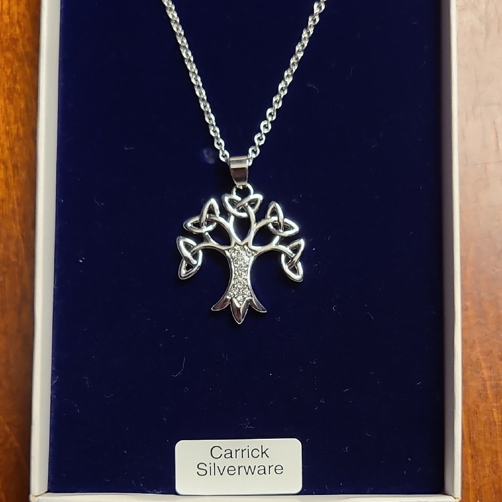 Silver Tree Celtic Knot Pendant Necklace